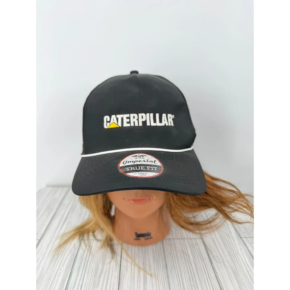 Caterpillar Imperial True‎ Fit Black Rope Hat Snapback Embroidered CAT Cap NEW
